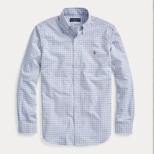 Ralph Lauren Blue and White Checkered Dress Shirt